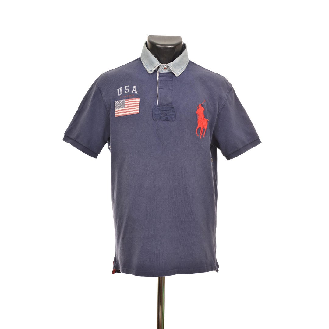 Vintage Polo Ralph Lauren USA Flag Slim Fit Polo Shirt - Etsy