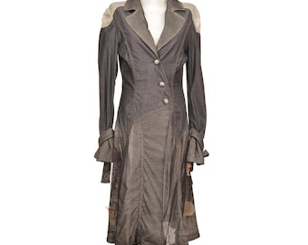 Vintage Save the Queen Statement Coat Boho Artwear Long Jacket Made in Italy