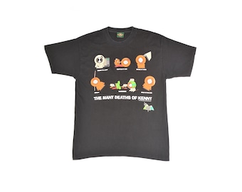 Logotel South Park The Many Deaths of Kenny Vintage 1998 Black T-Shirt Tee