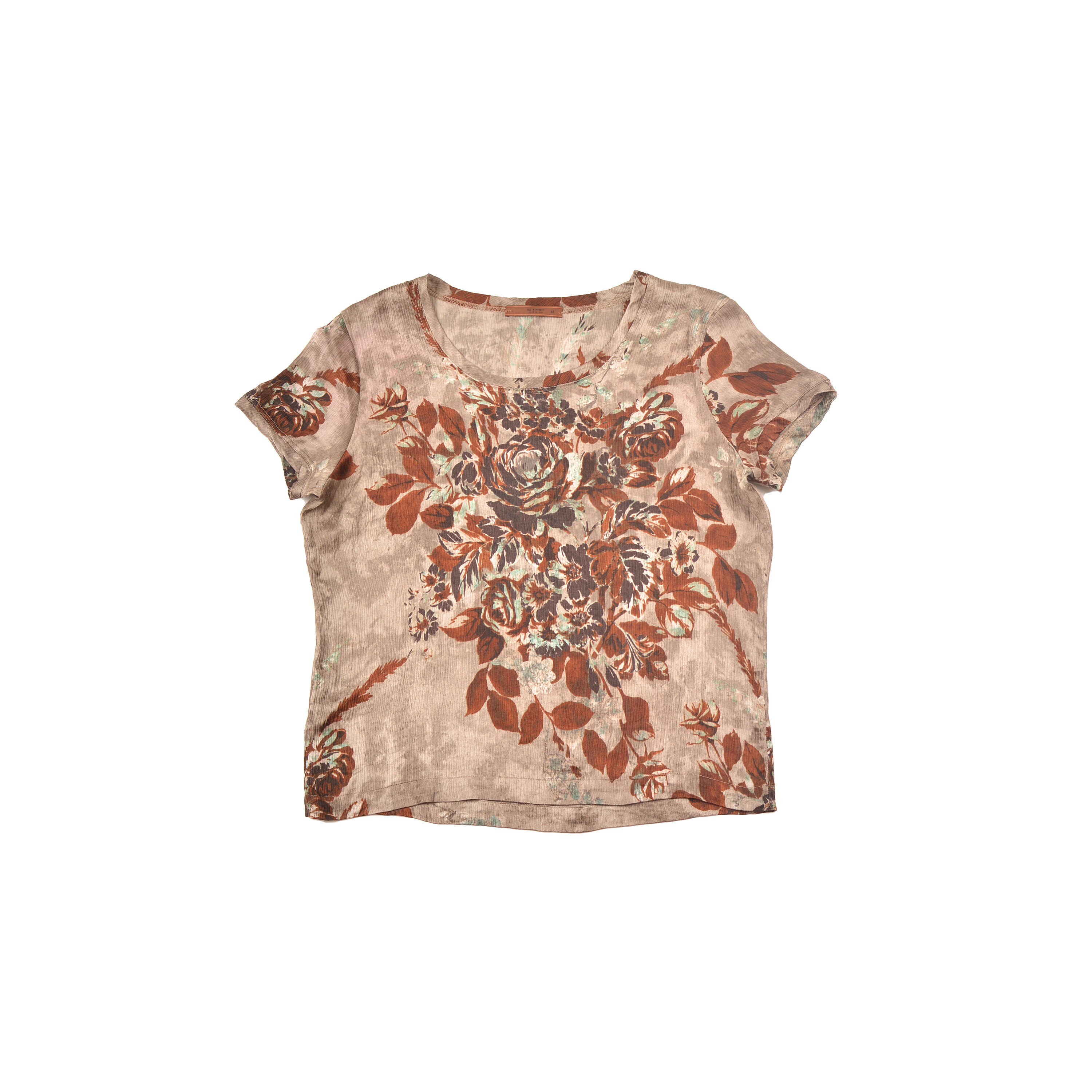 ETRO フローラルプリント 半袖Tシャツ ヴィンテージ エトロ フローラルプリント シルク 半袖 Tシャツ