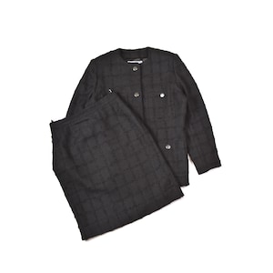 YSL Yves Saint Laurent Variationen Vintage Check Rock Anzug Blazer CO 1000 Rive Gauche Puffy Schultern