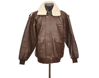 Vintage leren McDuncan Air Force-bomberjack: bruine pilotenjas