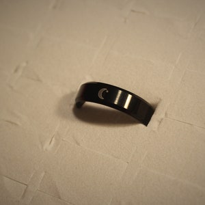Minimalist Ring, Moon Ring, Black Ring, stainless steel band ,gender neutral ring, statement jewelry, fashion jewelry, affordable jewelry