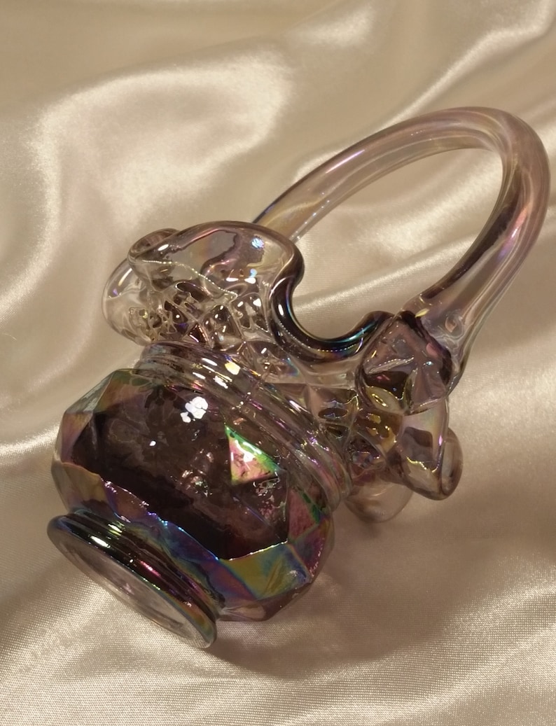 Fenton Glass Co. Purple Iridescent Basket With Diamond Cut on Etsy