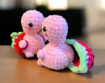 Fruit Cheeky Turtle Crochet Plushie: Amigurumi with Removable Shell
