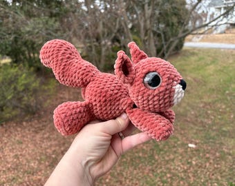 Crochet Squirrel Plushie: Squeak, Poseable Stuffed Animal