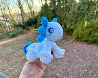 Finn, the Frost-Themed Axolotl - crochet plushie amigurimi