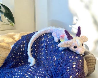 Saiorse, the lavender rainbow dragon - snuggly emotional support plushie for adults and kids