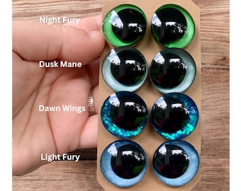Fury-Inspired Safety Eyes: Blue & Green Sinker Eyes for Amigurumi
