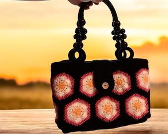 PATTERN: Sakura Sunset Handbag - Crochet Purse w/ prefabricated Multi-Pocket Liner & Magnet Clasp