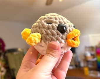 DL Custom Order: PLUSH VERSION Perry Popperfish - hand crocheted pufferfish plush