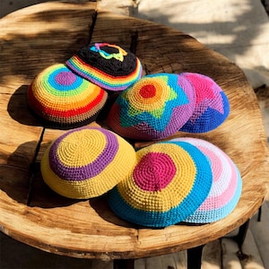 Custom LGBTQIA+ Pride Rainbow Kippah Yarmulke “Frik” Trans Lesbian Bisexual Star of David