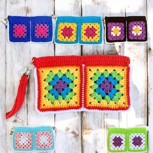 Portefeuille double grand-mère carré - Porte-clés arc-en-ciel pour carte de crédit, pochette zippée pour téléphone portable