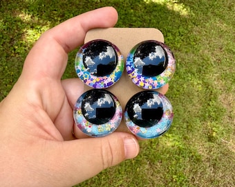 Pride Safety Eyes for Crochet Plushies: Hand-Painted Glitter Sinker Eyes