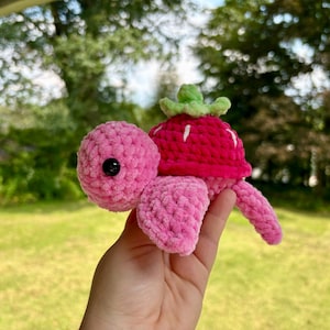 Mini Fruit Turtle Plush – Hand Crocheted Baby Sea Turtle Amigurumi