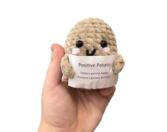 Positive Potato Crochet Pattern: Emotional Support Gift (PDF Pattern), Tag Templates Included