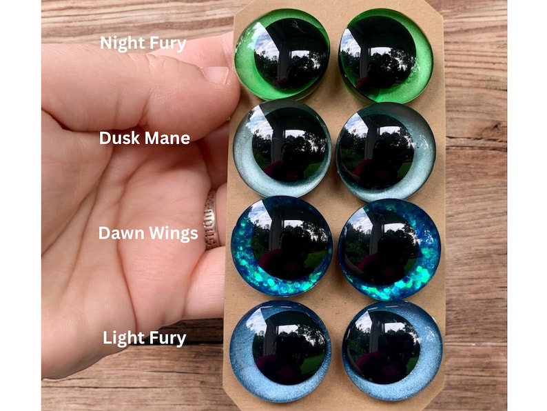 Fury-Inspired Safety Eyes: Blue & Green Sinker Eyes for Amigurumi image 1
