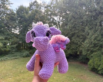 Hand Crocheted Plush Baby Dragon: Daphne, the Sassy Girl Dragon with Color-Shifting Eyes