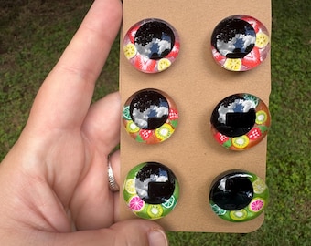 Fruit Themed Eyes for Crochet Plushies: Hand-Painted Glitter Sinker Eyes