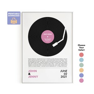 Custom Record Label Lyrics Vinyl Print Gift, First Dance Song, Wedding Gift, Personalized Gift for Couple, Valentine&#39;s Day Gift