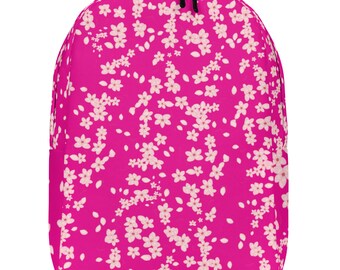 Mochila Minimalista De Flores Blancas Rosadas Con Cremallera Oculta