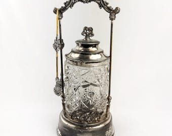 Antique Victorian Pickle Castor Set | Silver Plate & Glass