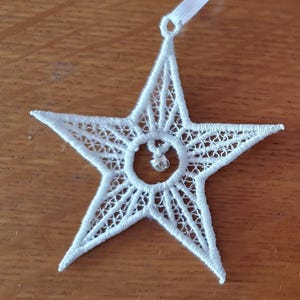 FSL Star Free Standing Lace Christmas Ornament Machine Embroidery Designs 4x4 hoop