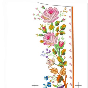 18th Century Stomacher Stickmuster, durchgeknöpft im Westenstil - florale historische Maschinenstickerei
