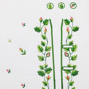 18th Century waistcoat embroidery design - Rosebuds historical machine embroidery