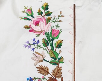 Diseño de bordado de chaleco del siglo XVIII: diseño floral histórico de bordado a máquina.