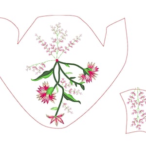 Machine embroidery design for 18th century shoes