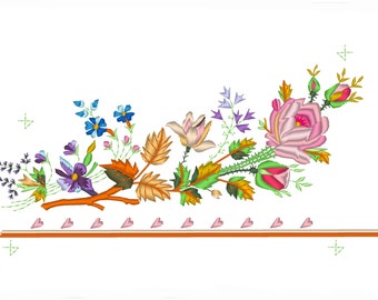 18th Century gown embroidery design - floral historical machine embroidery design