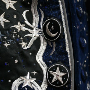 18th Century waistcoat embroidery pattern - King of the Night - Night Sky - historical machine embroidery design