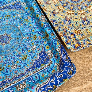 Set of 2 Serving Trays (9.8 x 6.3 inches) by Haqiqi / 2 FREE Coasters / Tea Coffee Trays/Turkish, Mediterranean, Moroccan, Anatolian Design