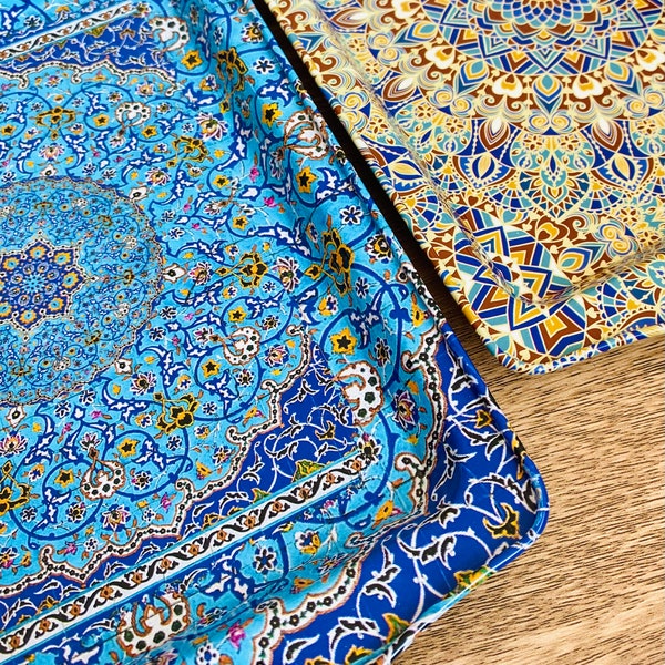 Set of 2 Serving Trays by Haqiqi / 2 FREE COASTERS / Tea Coffee Trays / Turkish, Mediterranean, Moroccan Persian Gift for Her