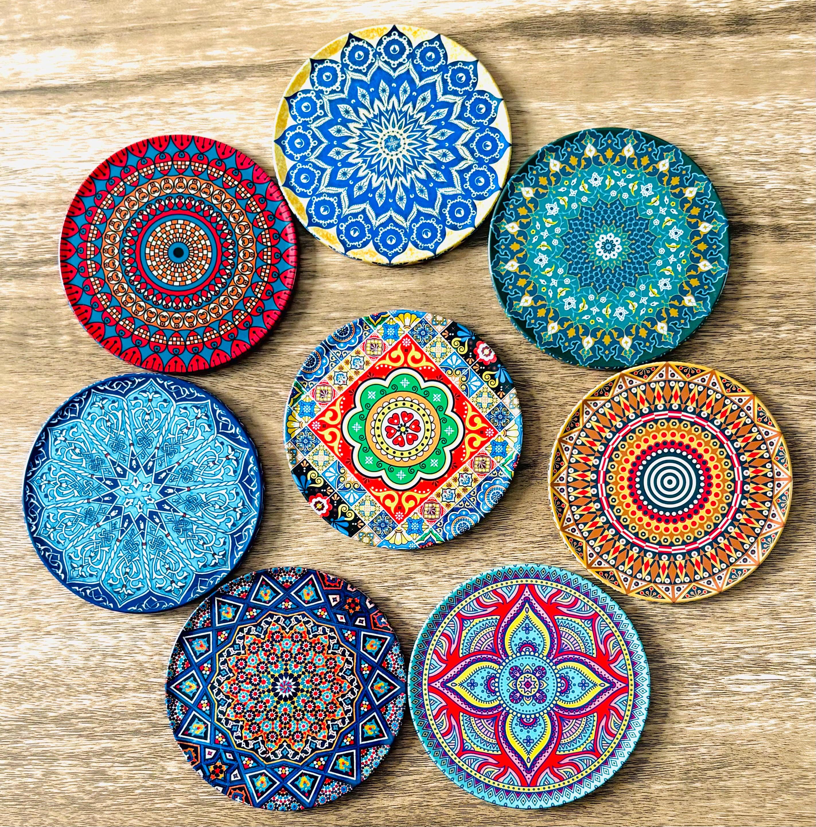 Coaster / Set of 8 Mandala Drink Coasters Turkish Mediterranean