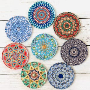 SET OF 8 Mandala I Ottoman I Islamic I Persian I Boho I Moroccan Cork Coasters I Wedding Favor I Coffee Table Decor I Birthday Wedding Gift