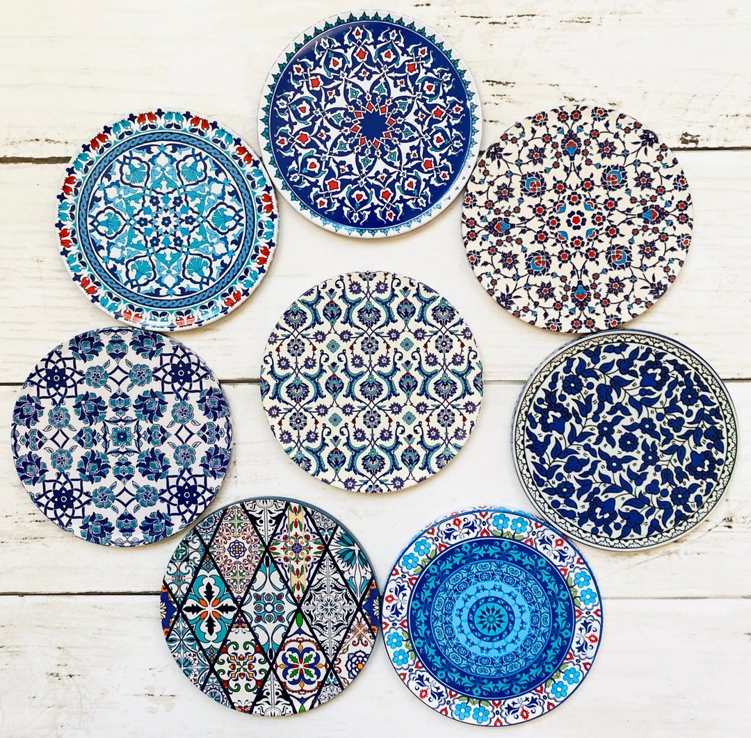 Set of 8 Drink Coasters / Turkish Persian Design Coaster / Etsy