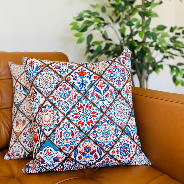 Pillow Covers by Haqiqi / Mediterranean/Moroccan/Turkish/Persian / Mandala Design Colorful Cushion Covers/ Made In Turkey / ONE COVER /