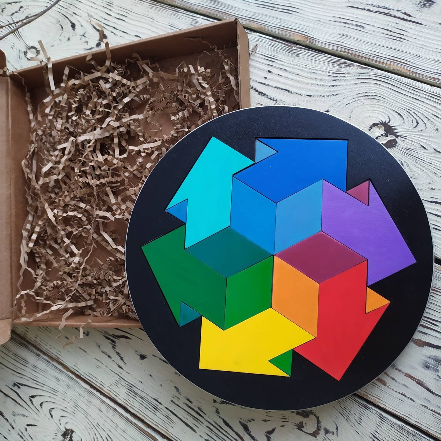 Wooden color puzzle The Color Wheel Puzzle Matching Game Etsy