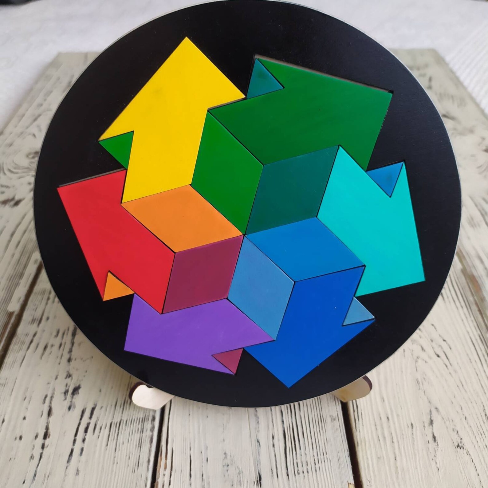 Wooden color puzzle The Color Wheel Puzzle Matching Game Etsy