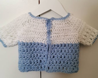 Baby short sleeve crochet cardigan | crochet baby cardigan | handmade baby cardigan | new baby gift | baby shower gift | knitted cardigan