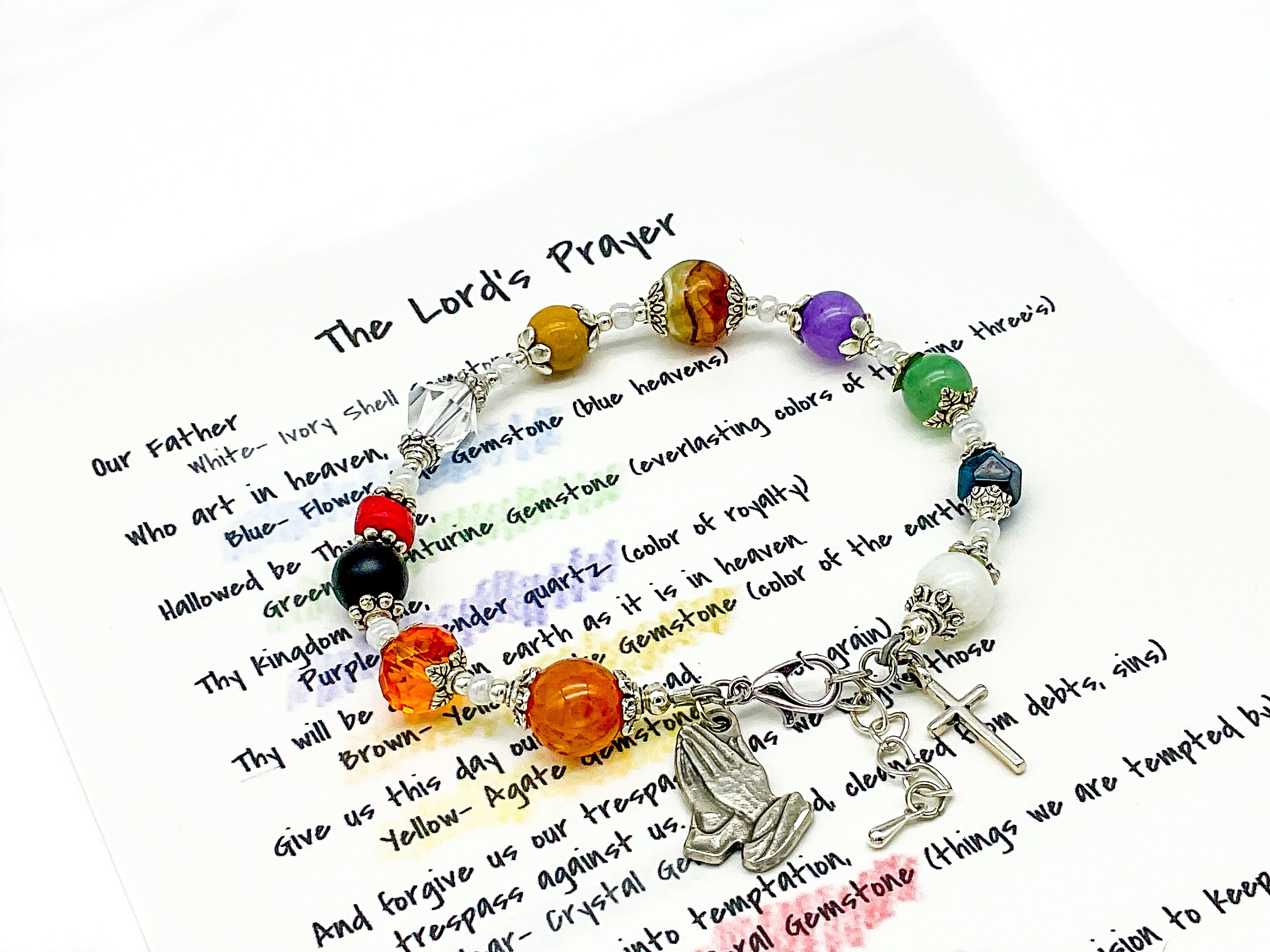 The Lords Prayer, Religious Prayer Bracelet, the Lords Prayer Natural Stone  and Crystal Bracelet, My Beaded Gems, Religious Gift - Etsy