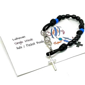 Lutheran Pocket Beads,  Auto/Pocket, Lutheran single week prayer beads, Military Beads, Lutheran Prayer Beads, Lutheran Gift, My Beaded Gems