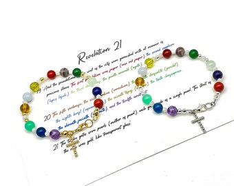 Revelation 21, Christian Jewelry, Bible Story Bracelet, Revelation 21 Gemstone Bracelets,, My Beaded Gems, Religious Gift