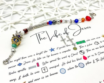 The life of Jesus, The story of Jesus, Charm Bracelet, Christian Story Bracelet, Christian Jewelry, Religious Gift, My Beaded Gems