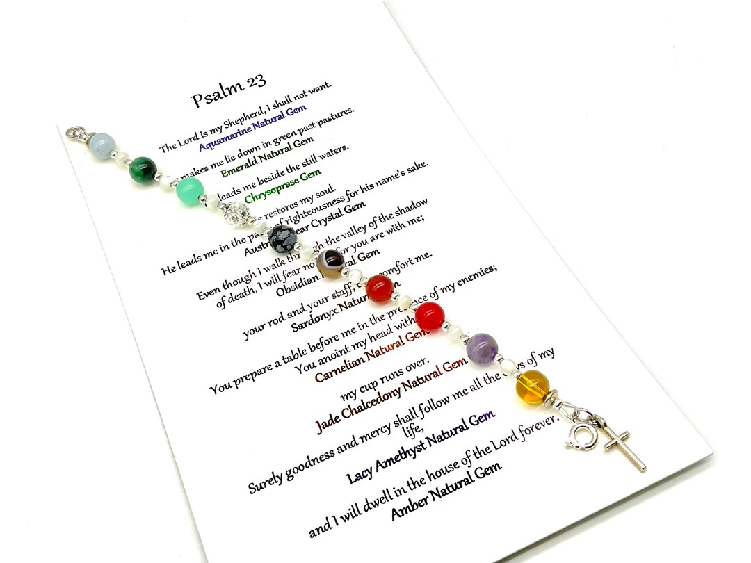 Psalm 23, Christian Bracelet, Christian Jewelry, Psalm 23 Natural Semi