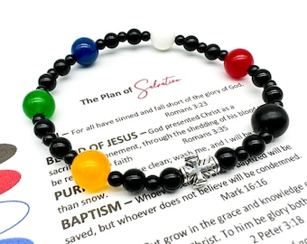 Salvation Stretch Bracelet, Natural Stone Salvation Bracelet, Religious Bracelet, Religious Gift, My Beaded Gems,