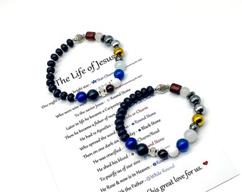Story of Jesus Stretch Bracelet / Life of Jesus Bracelet / Christian Story Bracelets / Christian Gifts / My beaded gems