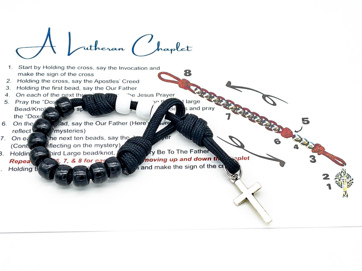 Lutheran Rosary, Lutheran Paracord Pocket Rosary, Military Beads